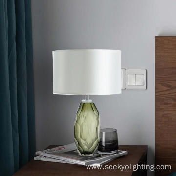 Beehive Texture dark green glass body Table lamp